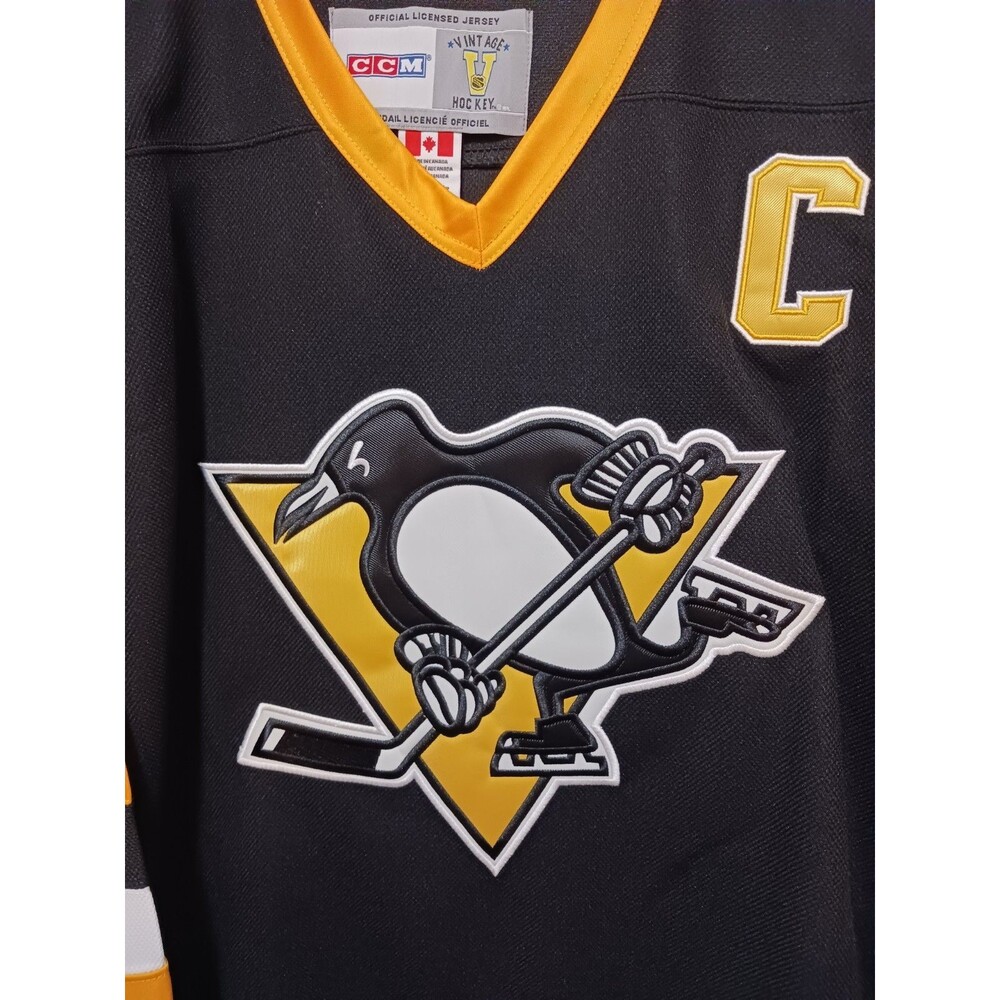 Mario Lemieux (CCM)-(Penguins)-(Yellow)-(Jersey)-(New Cond.)-(Size:XL)-$110.00 - Picture 9 of 12